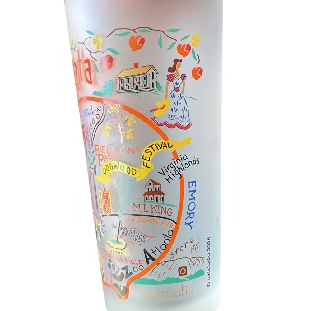 CATSTUDIO Atlanta Themed Frosted Glasses Set of 2